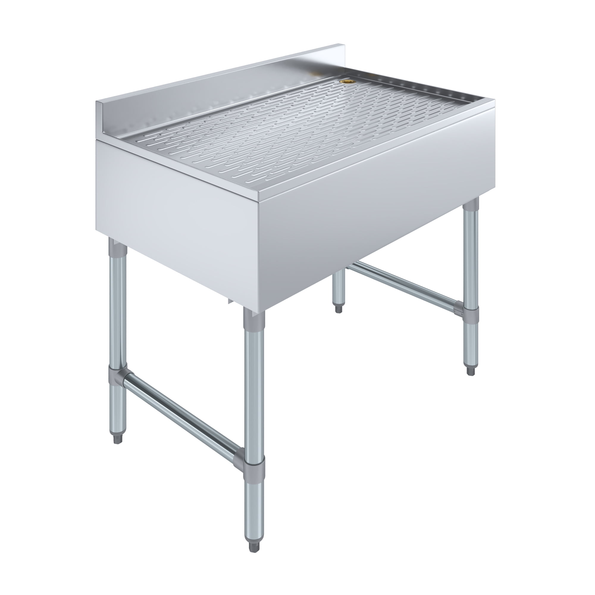 AmGood Underbar Stainless Steel Drainboard 22-1/2 in. x 36 in. x 30 in. H with 3 in. Backsplash