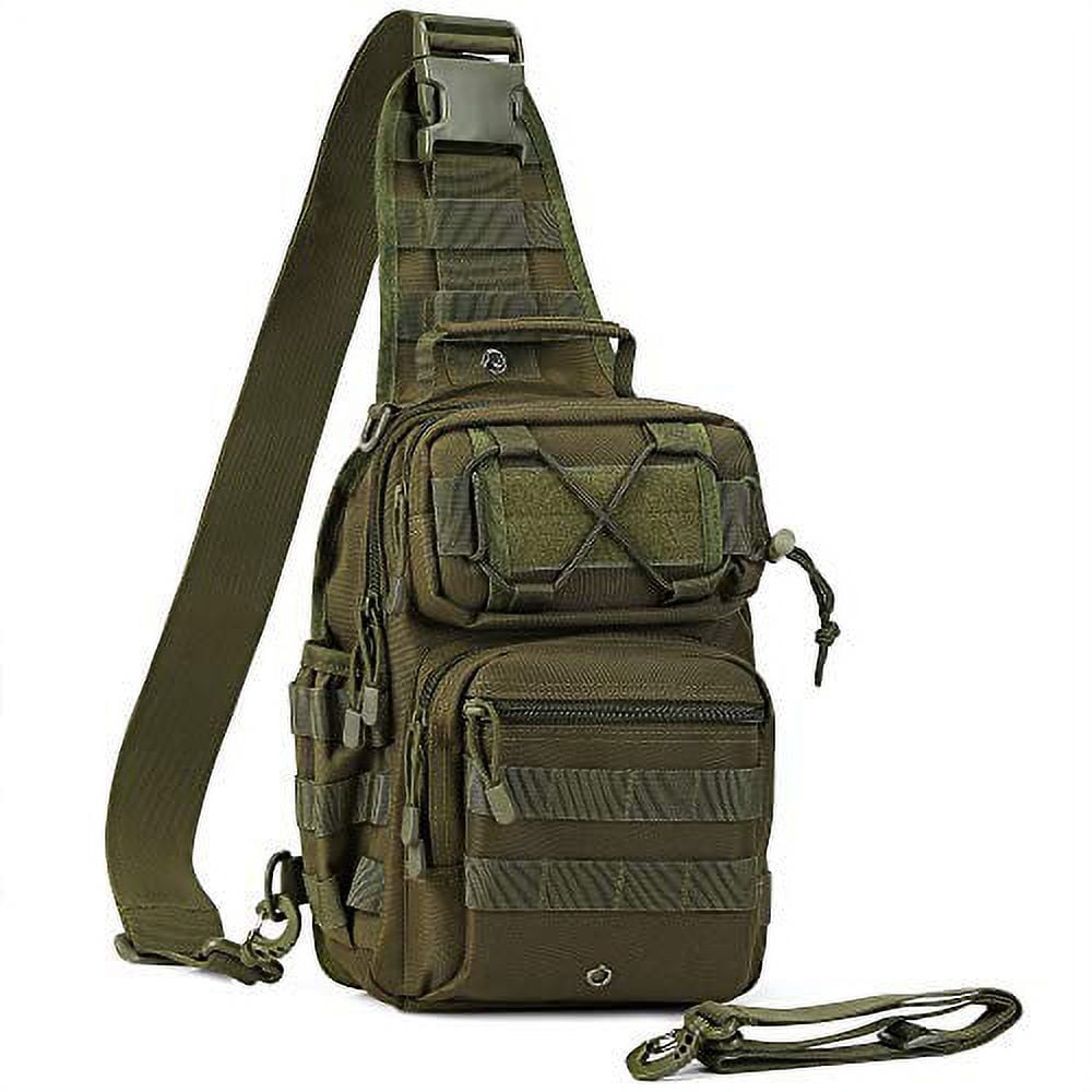 AmHoo Tactical Sling Bag Outdoor EDC Molle Backpack Army Green