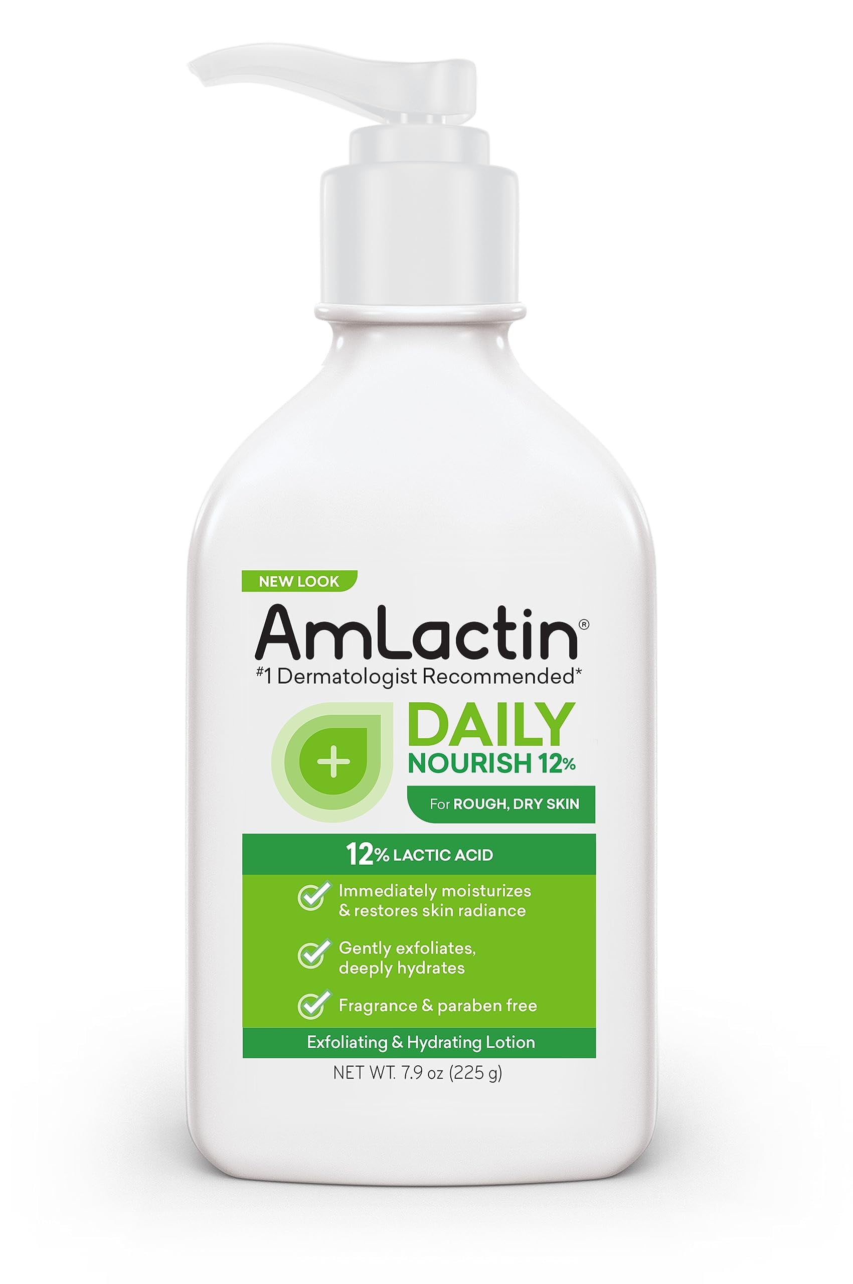 AmLactin Daily Moisturizing Lotion for Dry Skin - 7.9 oz Pump Bottle - 2-in-1 Exfoliator - Body Lotion with 12% Lactic Acid, Dermatologist-Recommended (Packaging May Vary) C3