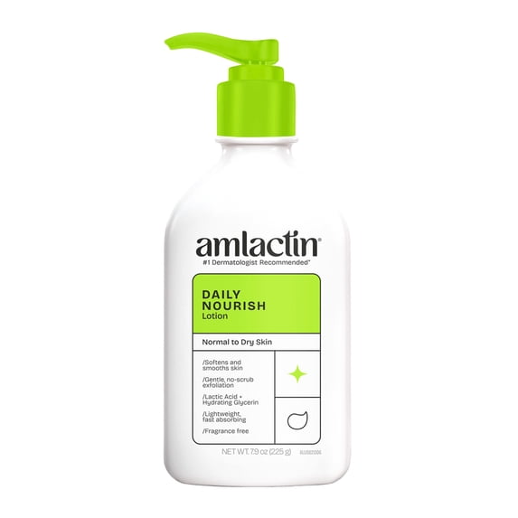 AmLactin Daily Nourish Body Lotion, 12% Lactic Acid for Dry Skin, Exfoliating, 7.9 oz