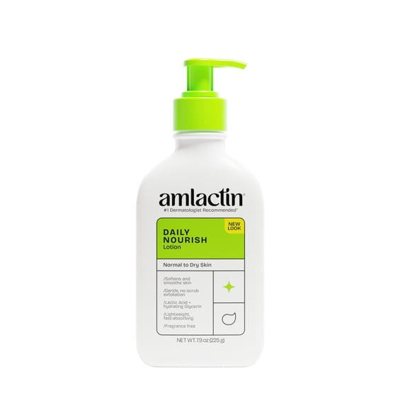 AmLactin Daily Nourish Body Lotion, 12% Lactic Acid for Dry Skin, Exfoliating, 7.9 oz