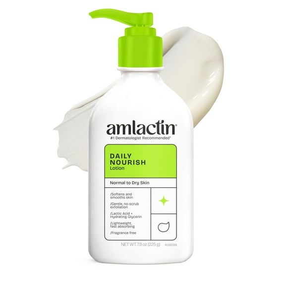 AmLactin Daily Nourish Body Lotion, 12% Lactic Acid for Dry Skin, Exfoliating, 7.9 oz