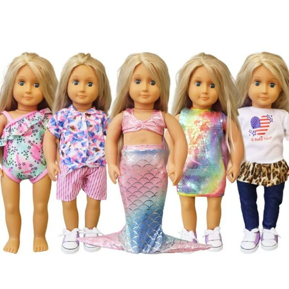 AmMary 5 Sets of 18 inch Doll Clothes - Random Colours, Doll Fashion Dress Up, Fits Most 18 inch Dolls (Dolls Not Included)