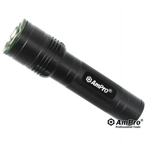 AmPro T23710 Mobile Charger with Cree LED Adjustable Focus Flashlight - 2600mAh, Black