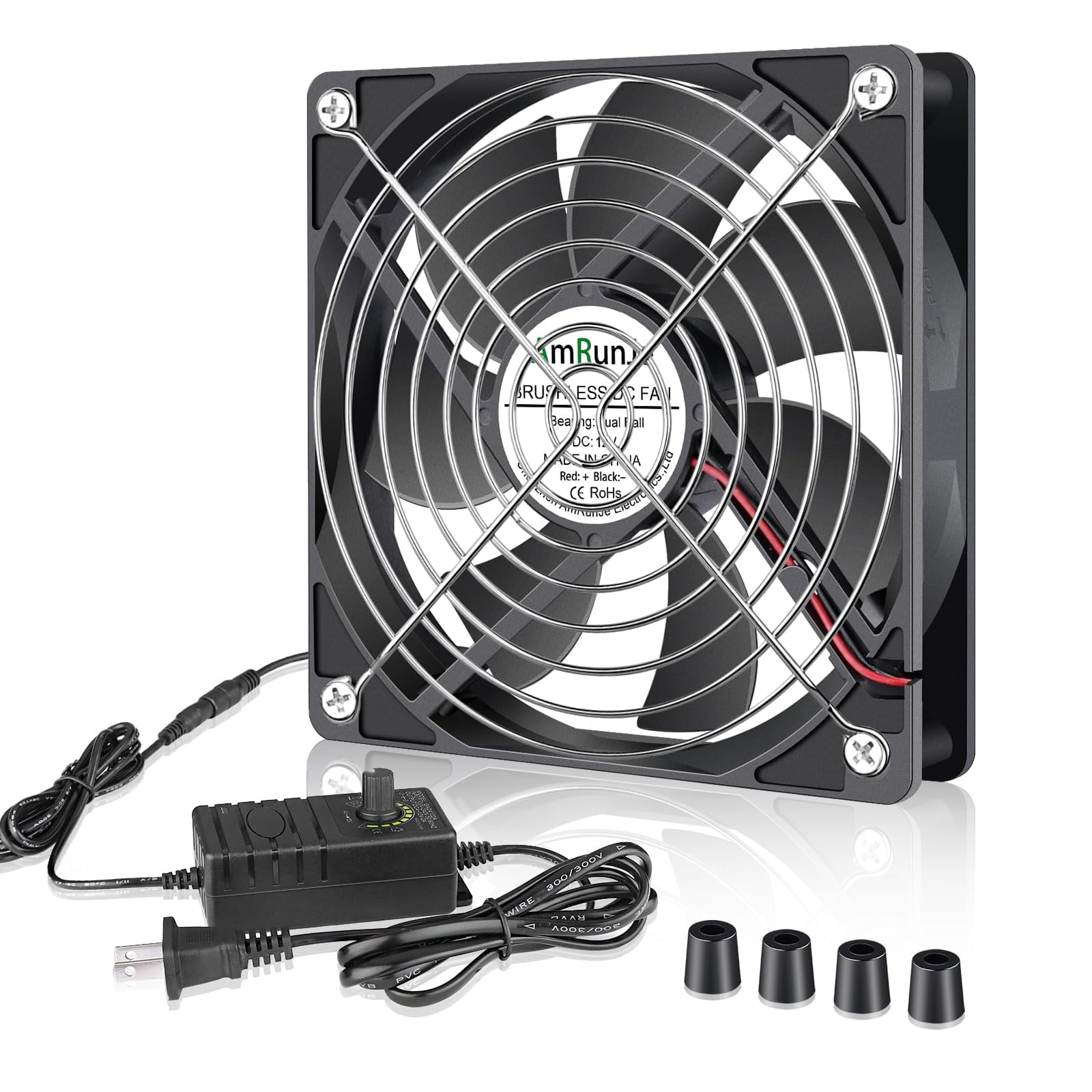 AmRunJe 120mm Computer Fan SSF20 with AC Plug, Fan with Speed ...