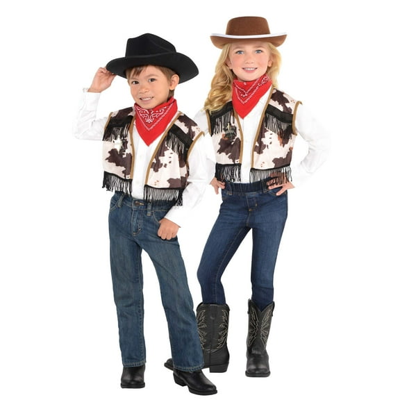 AmScan Costumes USA Western Cowboy Costume Kit for Children with Cow Print Vest, Kids S