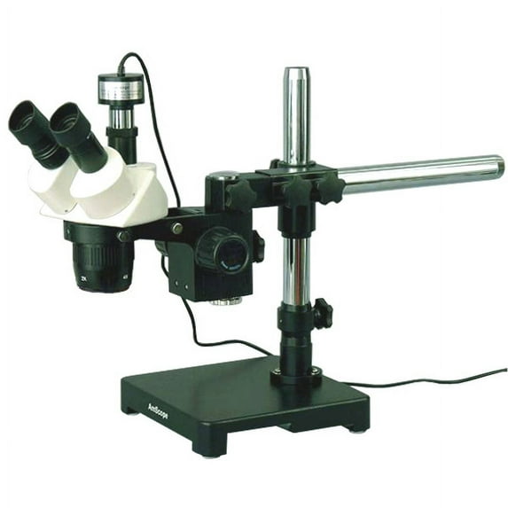 AmScope 10X-20X-30X-60X Stereo Microscope on Boom Stand + 1.3MP Digital Camera New