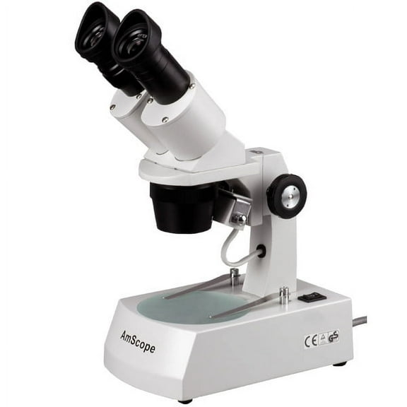 AmScope 10X-30X Binocular Stereo Microscope with 2 Halogen Lights