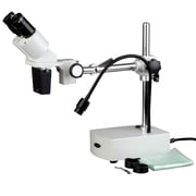 AmScope 10X Binocular Stereo Microscope on Boom Arm Stand + LED Goose-Neck Light New