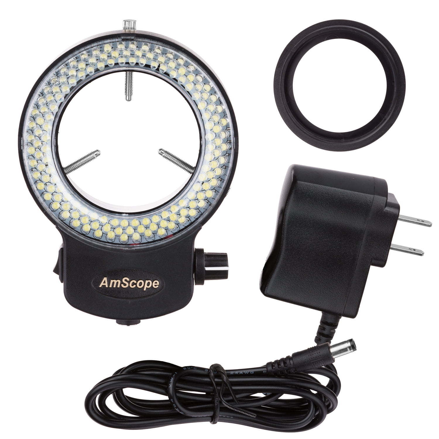 AmScope 144-LED Adjustable Compact Microscope Ring Light with Power ...