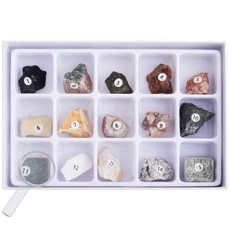 AmScope 15 pc Rock Specimen Kit for Stereo Microscopes New