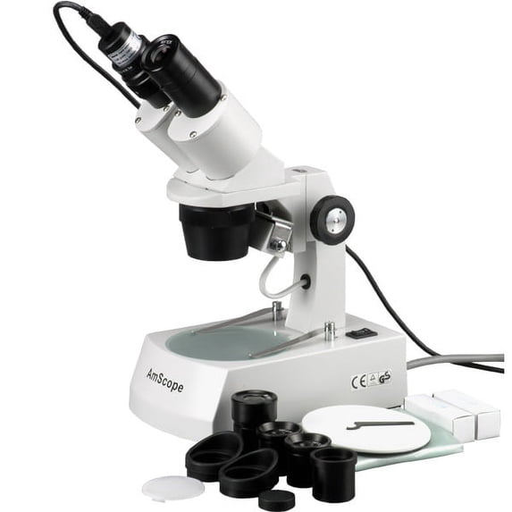 AmScope 20X-40X-80X Stereo Microscope with 2MP USB Camera New