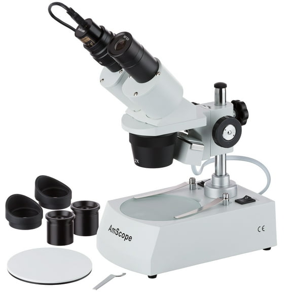 AmScope 20X-40X-80X Stereo Two Light Microscope with USB Camera New