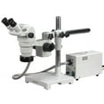 thumbnail image 1 of AmScope 3.35X-45X Stereo Zoom Microscope on Boom w/ Fiber Optic Ring Light New, 1 of 4