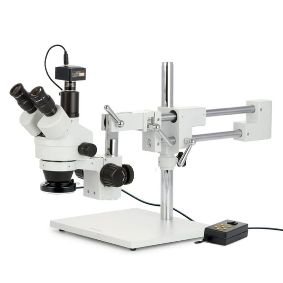 AmScope - 3.5X-180X Trinocular Stereo Microscope with 4-Zone 144-LED Ring Light and 10MP Camera - SM-4TZZ-144A-10M