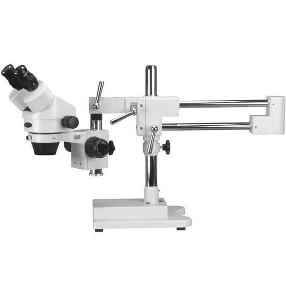 AmScope 3.5X-45X Binocular Stereo Zoom Microscope with Double Arm Boom Stand New