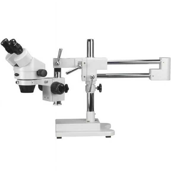 AmScope 3.5X-45X Binocular Stereo Zoom Microscope with Double Arm Boom Stand New