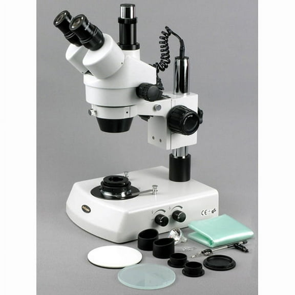 AmScope 3.5X-45X Jewelry Gem Stereo Microscope + Dual Halogen New