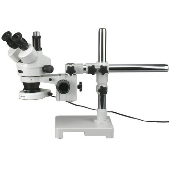 AmScope 3.5X-45X Trinocular Zoom Stereo Microscope with Boom Stand with 80 LED Light