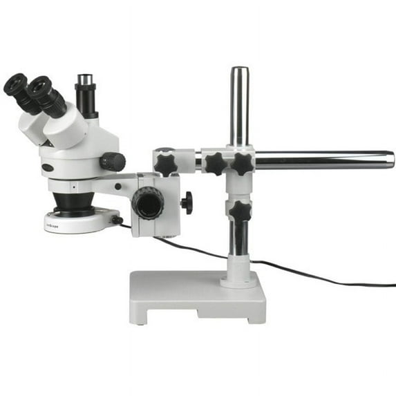 AmScope 3.5X-45X Trinocular Zoom Stereo Microscope with Boom Stand with 80 LED Light