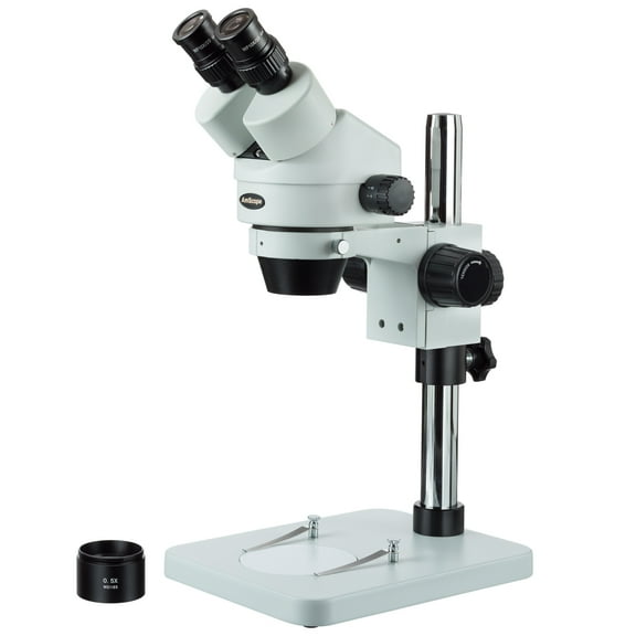 AmScope 3.5X-45X Zoom Binocular Stereo Microscope with Table Pillar Stand New