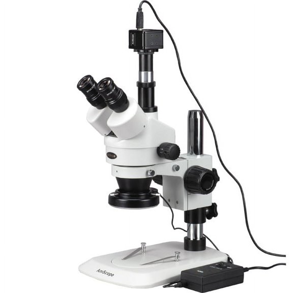 AmScope 3.5X-45X Zoom Stereo Microscope with 144-LED Light + 1.3MP Digital Camera New