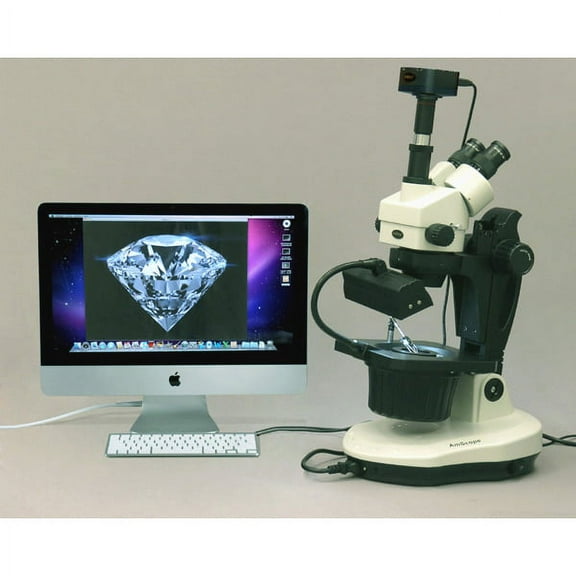 AmScope 3.5X-90X Advanced Jewel Gem Microscope + 5MP Camera Win7/8 & Mac OS New