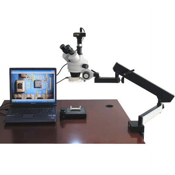 AmScope 3.5X-90X Articulating Stereo Microscope with 54-LED Light + 10MP Digital Camera New