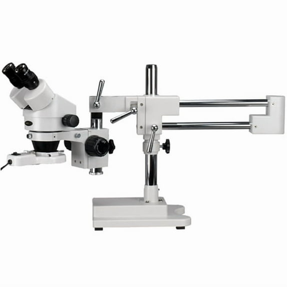 AmScope 3.5X-90X Binocular Stereo Boom Microscope + Ring Light New