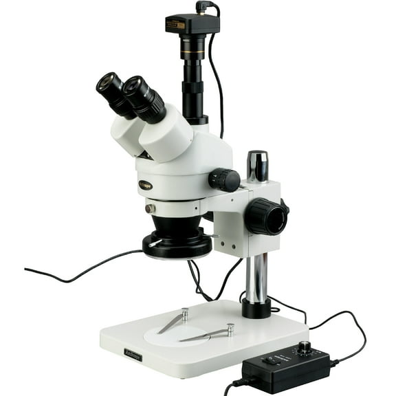 AmScope 3.5X-90X Digital Zoom Stereo Microscope with 144-LED Light + 1.3MP USB Camera New