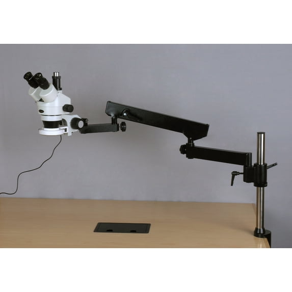 AmScope 3.5X-90X Simul-Focal 144-LED Articulating Zoom Stereo Microscope + 5MP Camera New