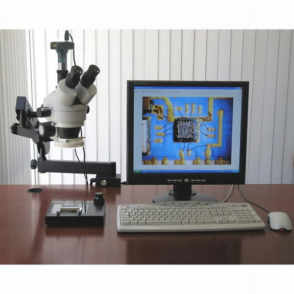 AmScope 3.5X-90X Simul-Focal Articulating Zoom Stereo Microscope with 5MP Digital Camera New