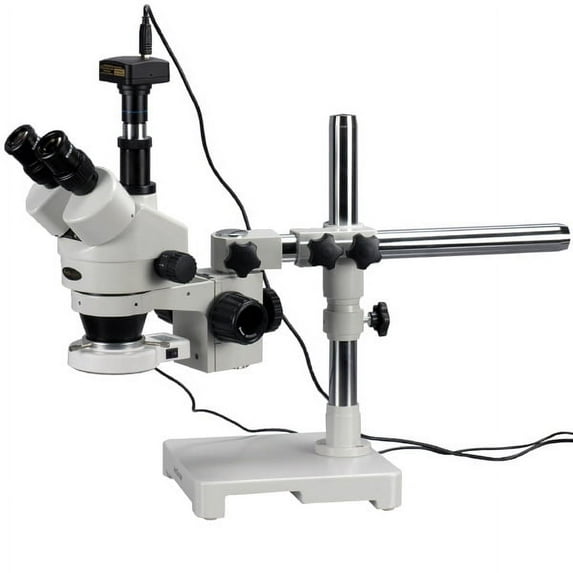 AmScope 3.5X-90X Trinocular LED Boom Stand Stereo Microscope + 10MP Camera New