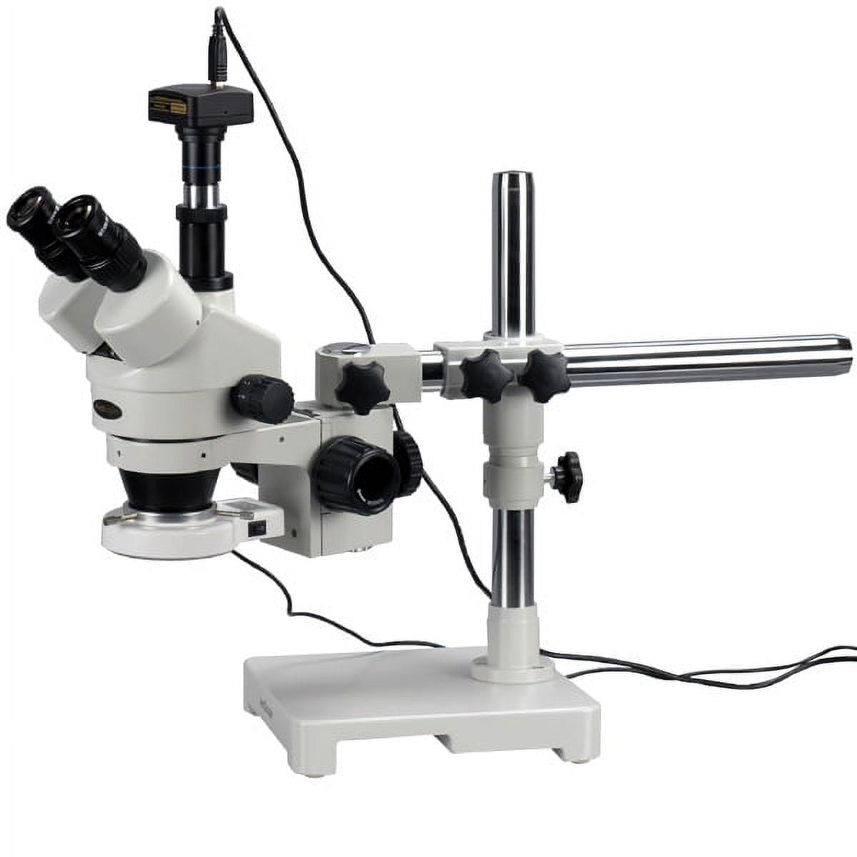 AmScope 3.5X-90X Trinocular LED Boom Stand Stereo Microscope + 3MP Camera New