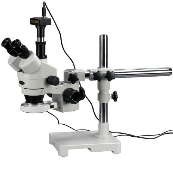 AmScope 3.5X-90X Trinocular LED Boom Stand Stereo Microscope + 3MP Camera New