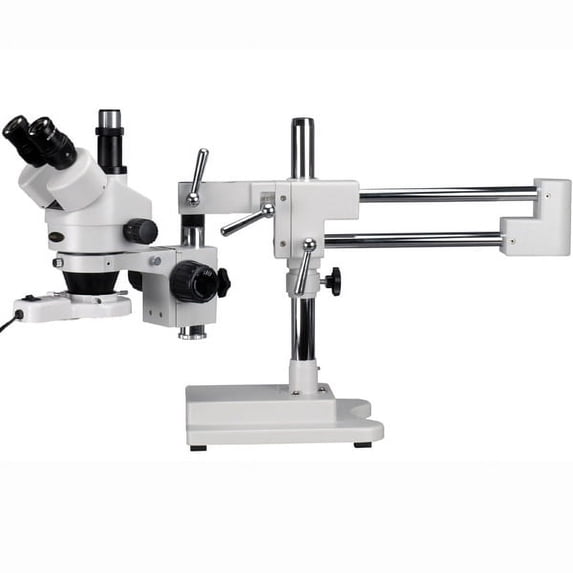 AmScope 3.5X-90X Trinocular Stereo Boom Zoom Microscope + Fluorescent Light New
