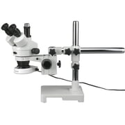 Amscope SM-3TZ-80S Trinocular Stereo Microscope 3.5X-90X Magnification w/ 80 LED Compact Ring Light on Single Arm Boom Stand