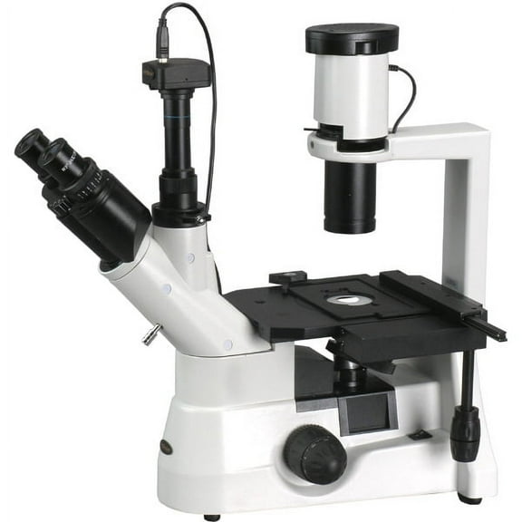 AmScope 40X-1000X Large Range Culture Plan Inverted Microscope + 1.3MP Camera New