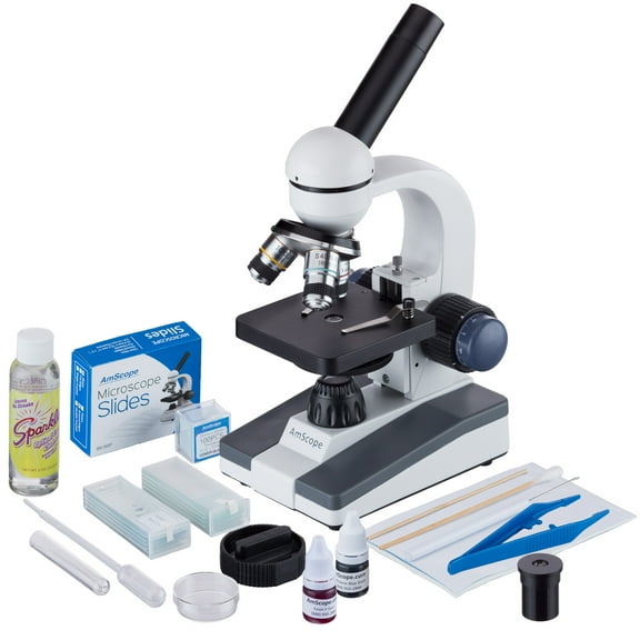 AmScope 40X-1000X Portable Student Microscope with Extensive Slide Preparation Kit New