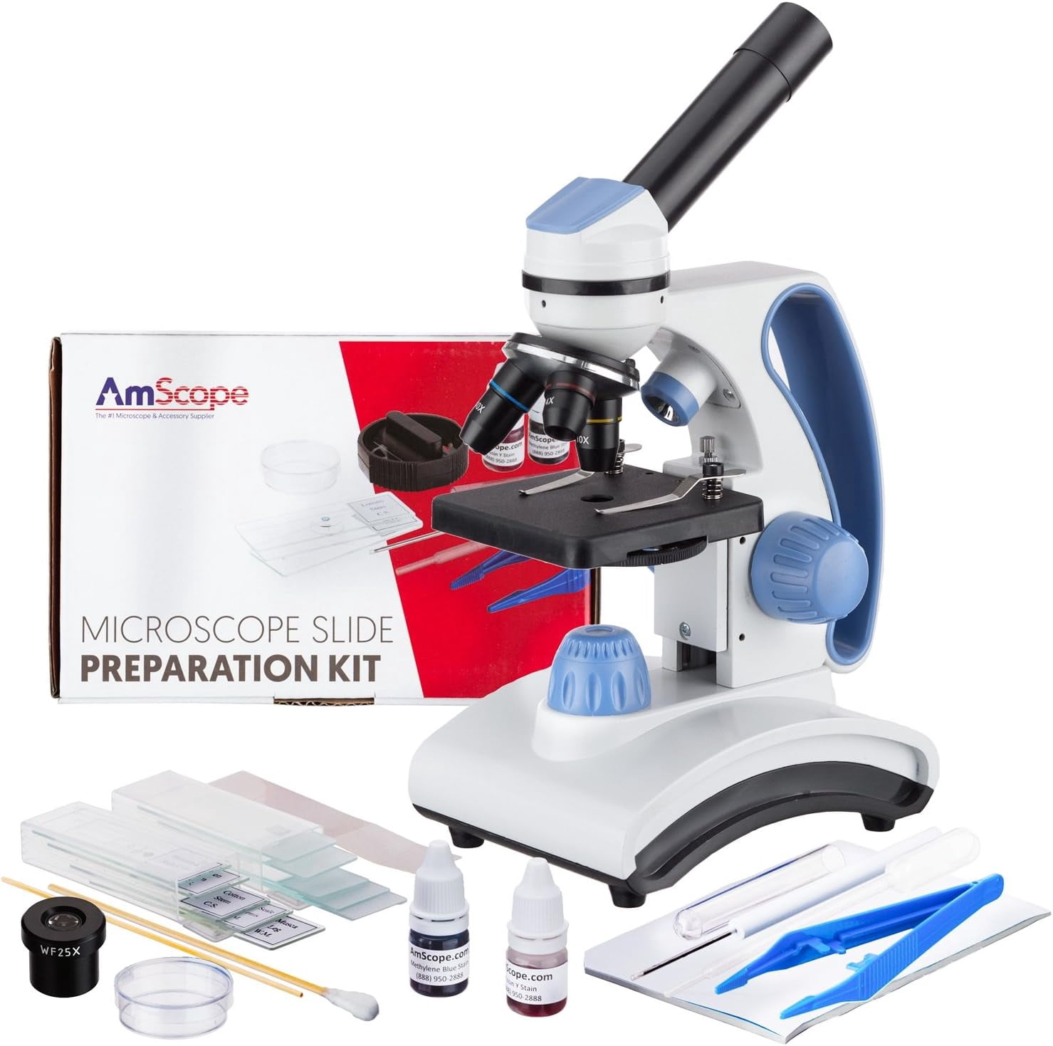 AmScope - 40X-1000X Student Lab Compound Monocular Microscope w/Optical ...