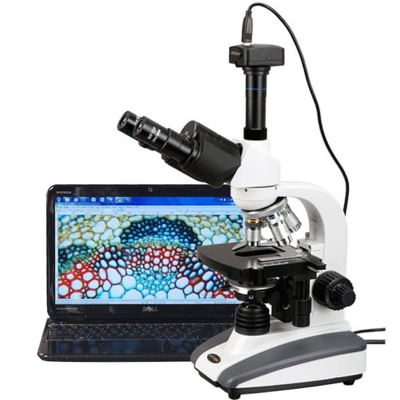 AmScope 40X-2000X Biological Compound LED Microscope + 5MP Digital Camera New