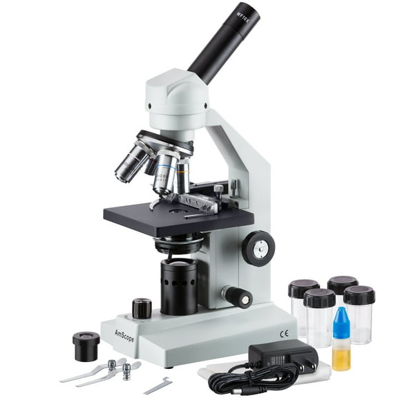 AmScope 40X-2000X Cordless Student LED Biological Compound Microscope New