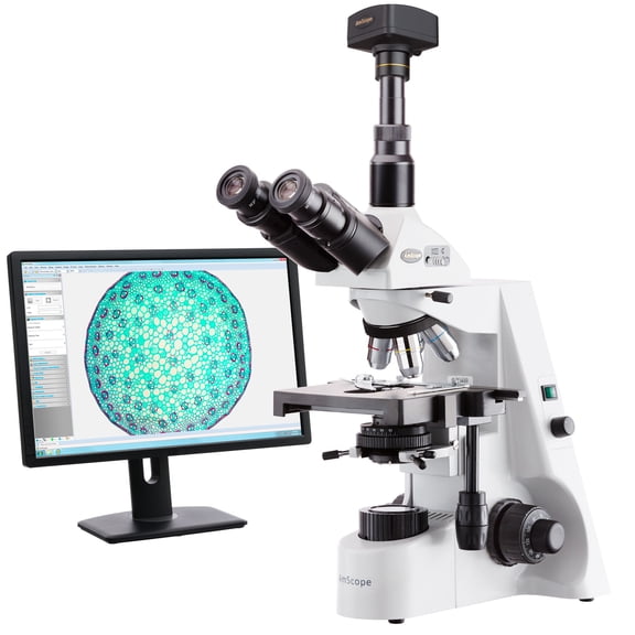 AmScope 40X-2000X Professional Infinity Trinocular Compound Microscope with 8MP Camera New