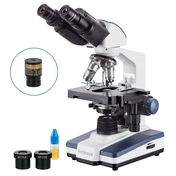 AmScope 40X-2500X LED Digital Binocular Compound Microscope w 3D Stage + 3MP USB Camera