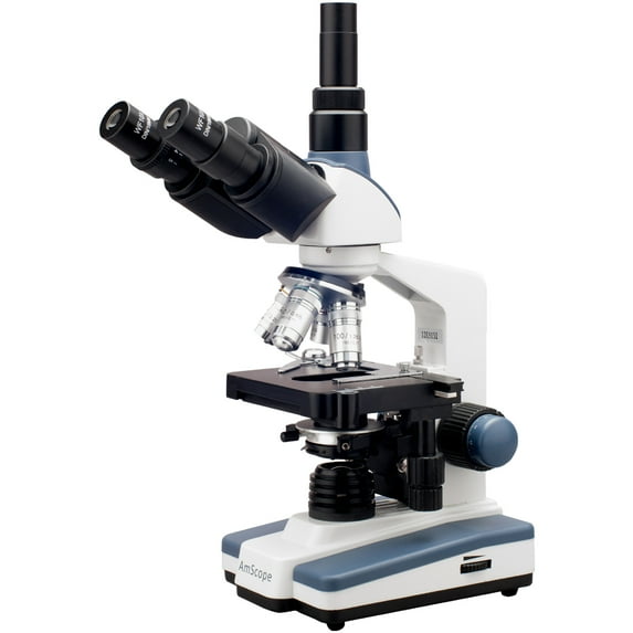 AmScope 40X-2500X LED Lab Trinocular Compound Microscope w 3D 2-Layer Mechanical Stage New