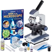 AmScope 40X-2500X LED Monocular Compound Microscope with Extensive Slide Preparation Kit and Book New