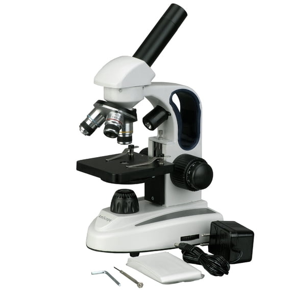 AmScope 40X-800X Cordless LED Metal Frame C&F Compound Microscope w Top & Bottom Lights New