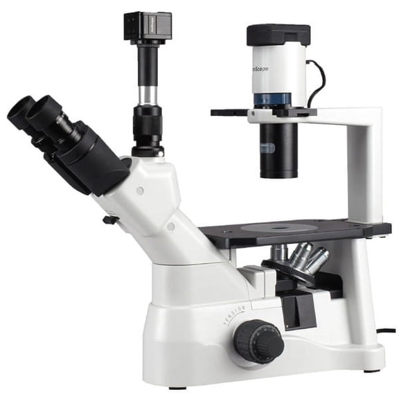 AmScope 40X-900X Phase Contrast Inverted Microscope with 3M Camera New