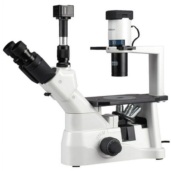 AmScope 40X-900X Phase Contrast Inverted Microscope with 5MP Camera New