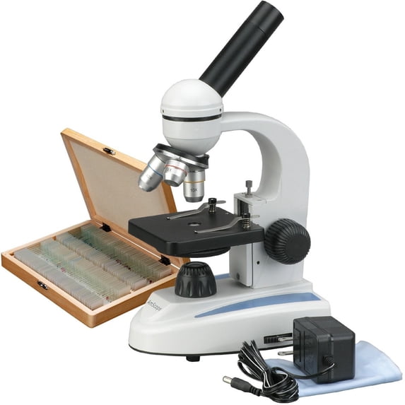 AmScope 40x-1000x Biology Microscope with 100 Specimen Slides - Walmart.com
